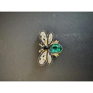 Elegant Green Crystal Bee Brooch